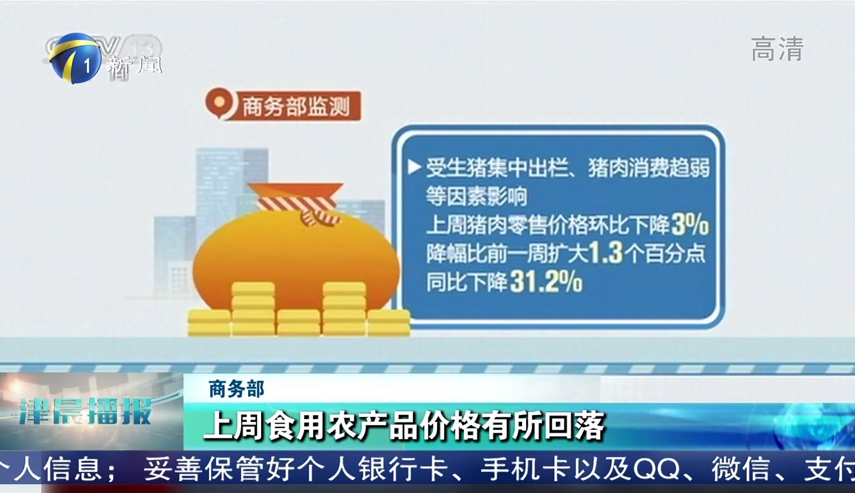 上周食用農(nóng)產(chǎn)品市場總體平穩(wěn)，零售價(jià)格有所回落
